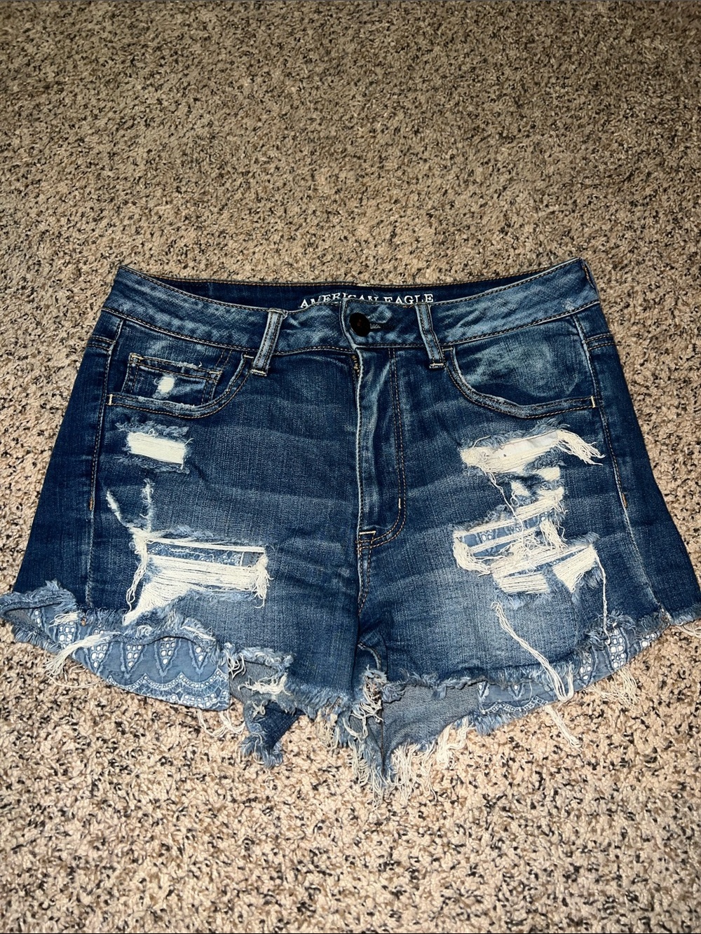 American Eagle Outfitters Dark Wash Distressed Denim Shorts